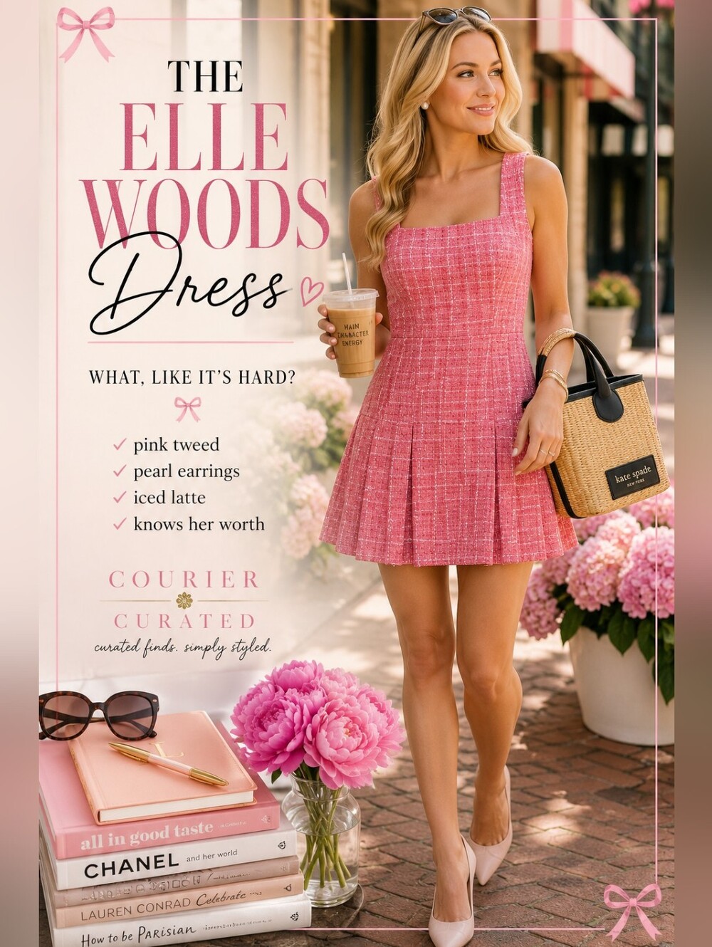 Altar'd State Pink Tweed Pleated Mini Dress | NWT